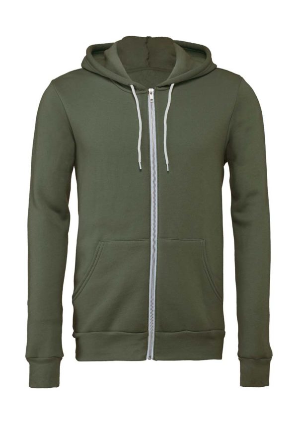 Unisex Poly Cotton Full Zip Hoodie Kleur Military Green