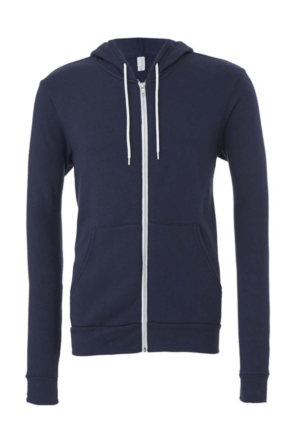 Unisex Poly Cotton Full Zip Hoodie Kleur Navy