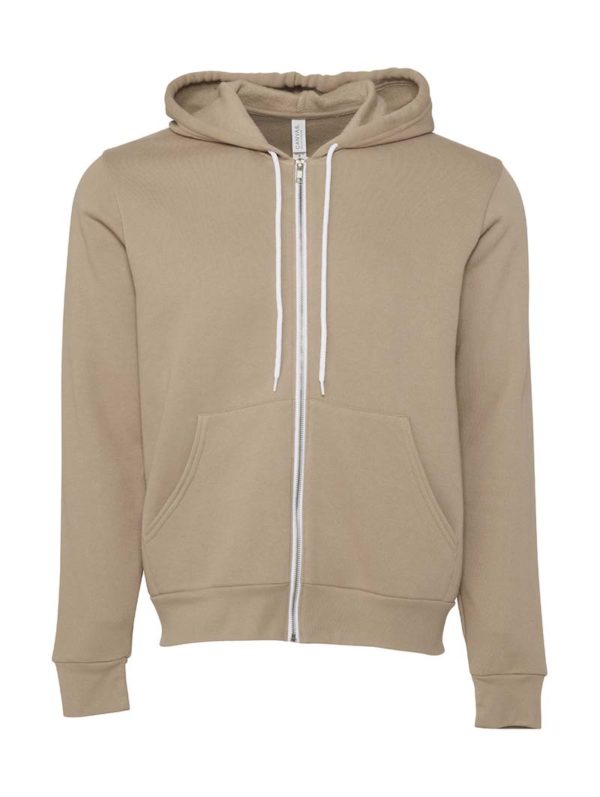 Unisex Poly Cotton Full Zip Hoodie Kleur Tan