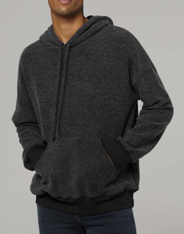 Unisex Sueded Fleece Pullover Hoodie Kleur Black Heather