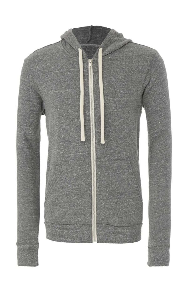 Unisex Triblend Full Zip Hoodie Kleur Grey Triblend 1