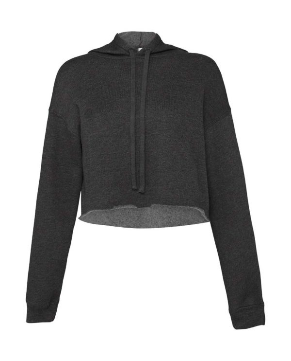 Womens Cropped Fleece Hoodie Kleur Dark Grey Heather