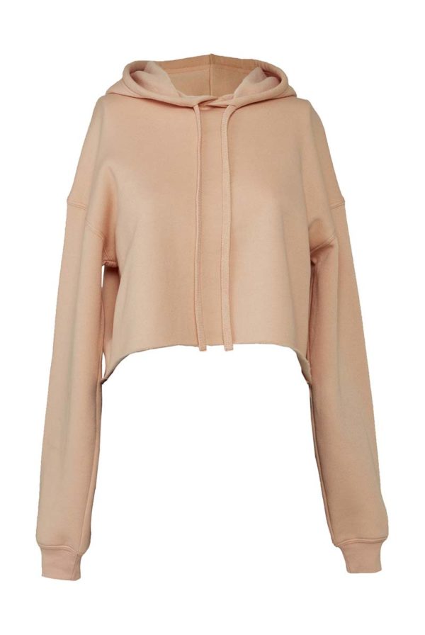 Womens Cropped Fleece Hoodie Kleur Peach