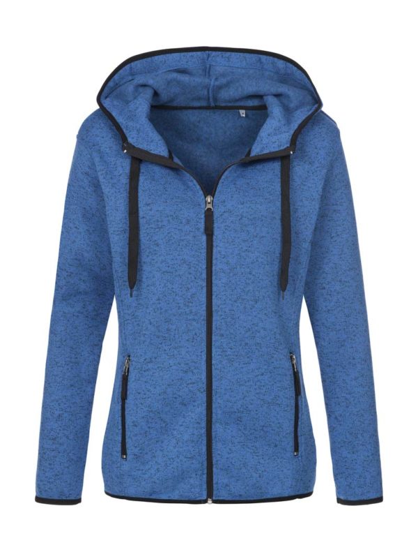 Knit Fleece Jacket Women Kleur Blue Melange