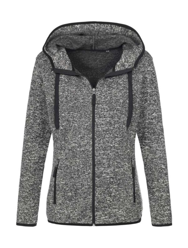 Knit Fleece Jacket Women Kleur Dark Grey Melange