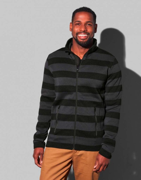 Striped Fleece Jacket ST5090,merk Stedman. Fleece Jacket Heren,merk Stedman.