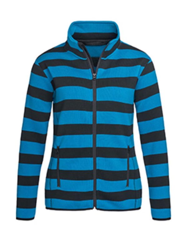 Striped Fleece Jacket Women Kleur Brilliant Blue