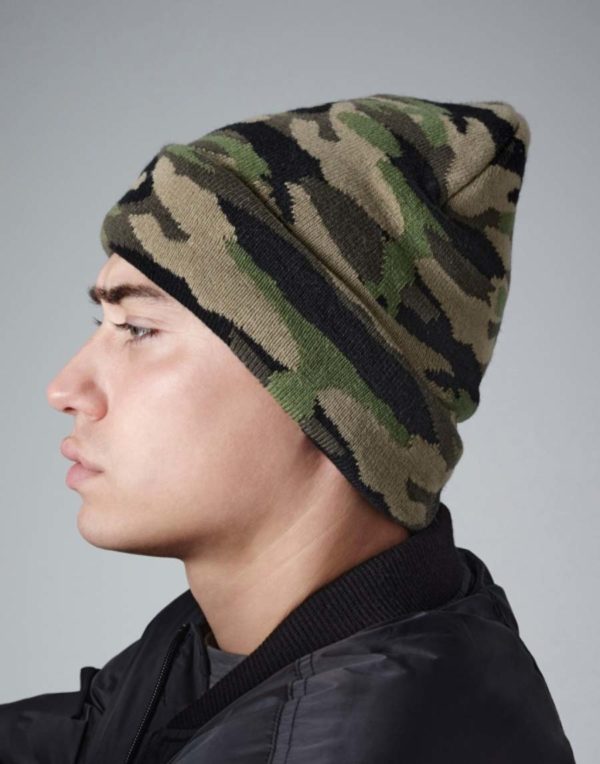 Camo Cuffed Beanie,merk Beechfield B419. Beanie,merk Beechfield.