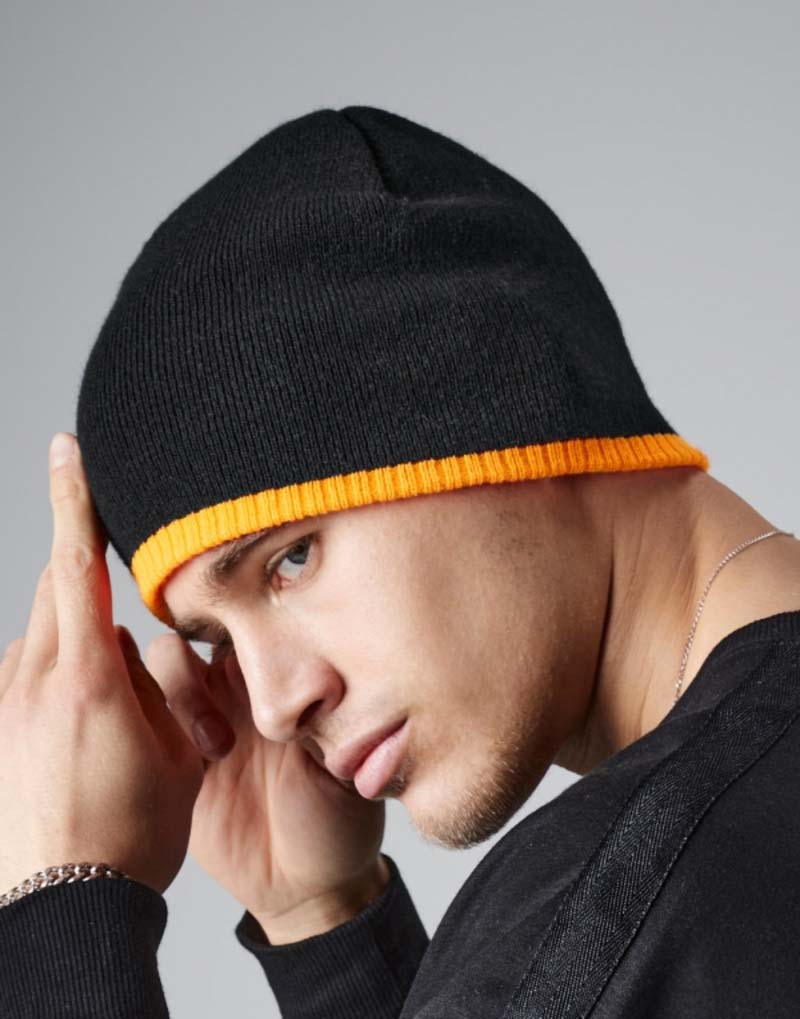 Two-Tone Beanie Knitted Hat,merk Beechfield B44C. Beanie,merk Beechfield.