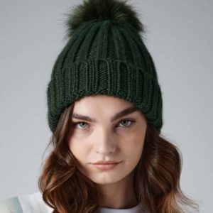 Verbier Fur Pop Pom Chunky Beanie,merk Beechfield B413.