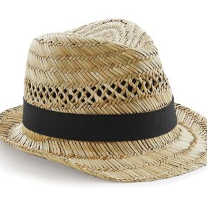 Straw Summer Trilby Hat,merk Beechfield B730.