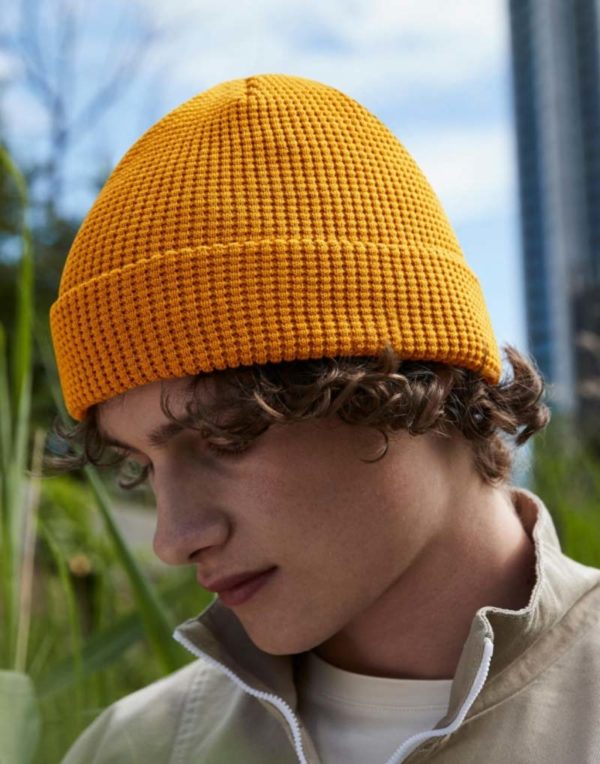 Organic Cotton Waffle Beanie,merk Beechfield B52N. Beanie,merk Beechfield.