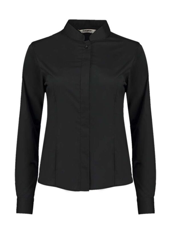 Women's Tailored Fit Mandarin Collar Shirt Kleur Black