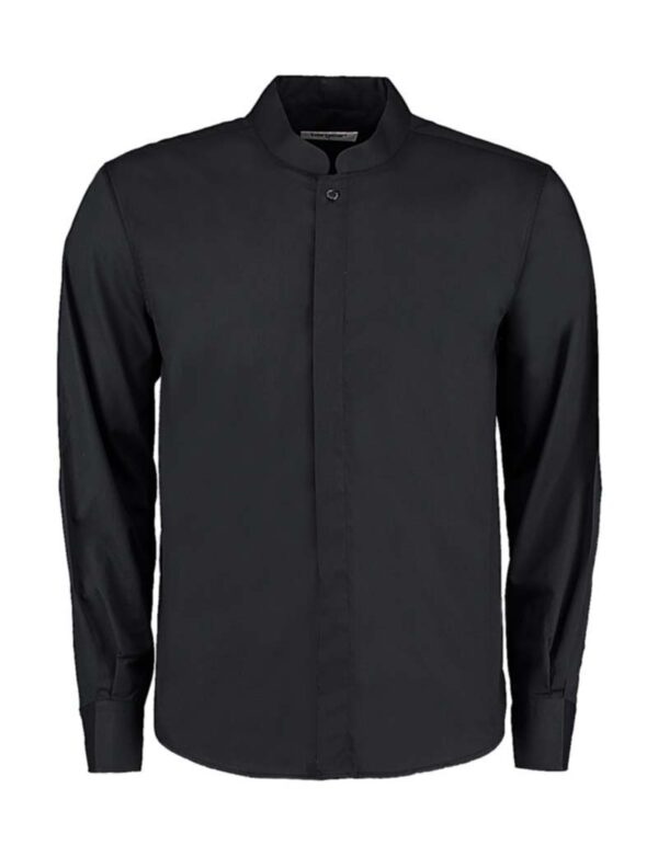 Tailored Fit Mandarin Collar Shirt Kleur Black